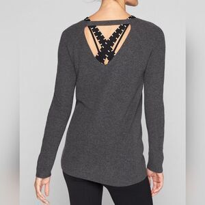 ATHLETA DARLING SWEATER Charcoal Heather Gray Women's Size XS Style 870516 NWT